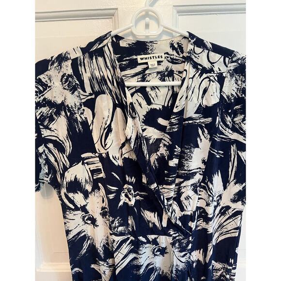 Whistles Tropical Printed Women's 2 T Shirt Dress Oversized Blue White Vacation - Picture 5 of 14